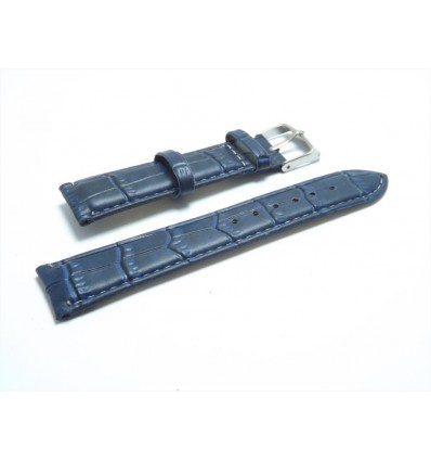 Cinturino Blu in Pelle con Stampa Coccodrillo, Ansa 20 mm